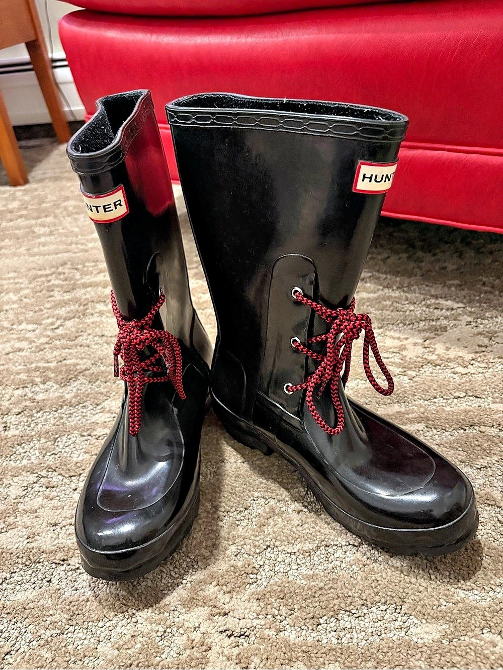 Hunter Diana Waterproof Lace-Up Rain Boot Black